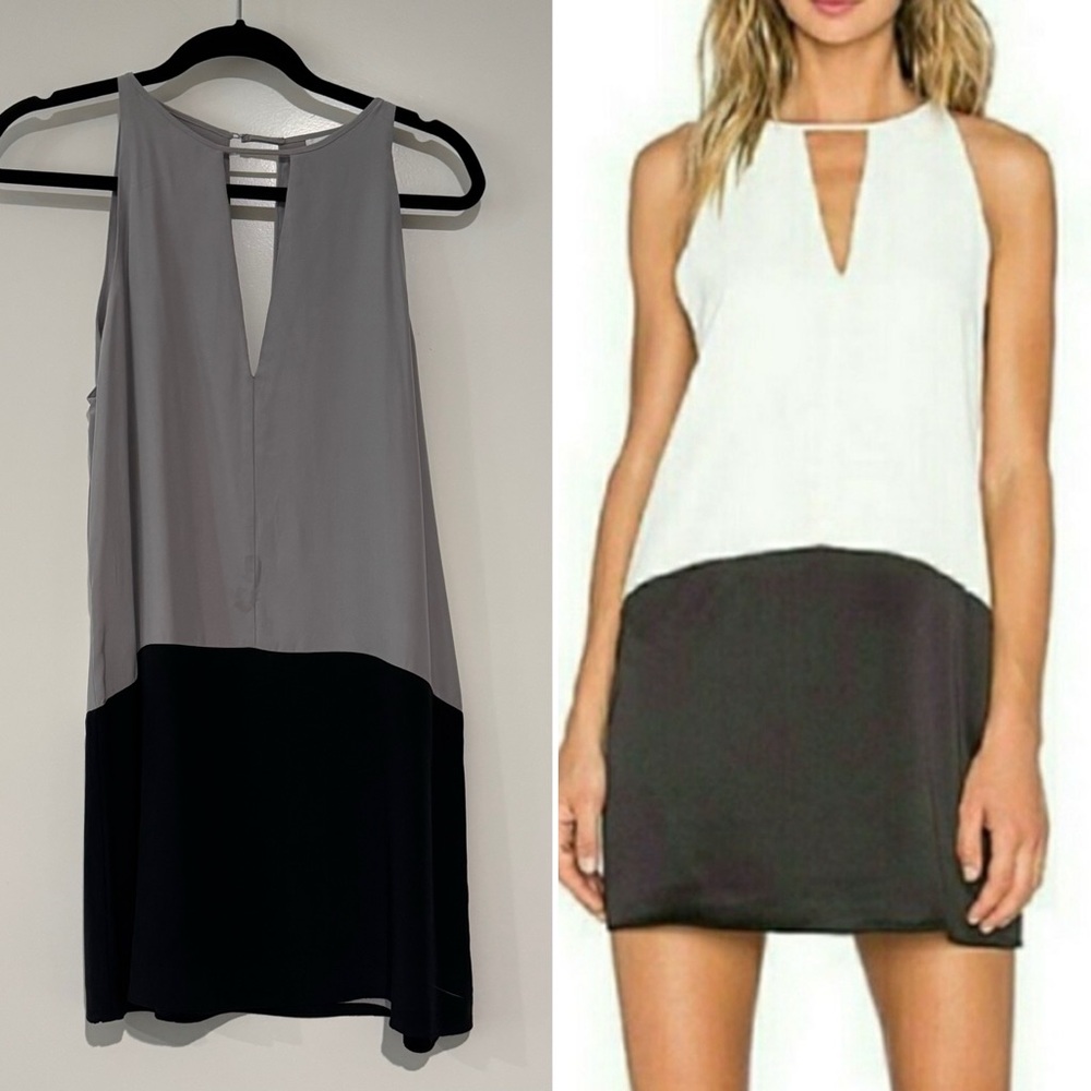 PARKER ✨ silk shirt colorblock 2-tone drop waist waist | Sz M